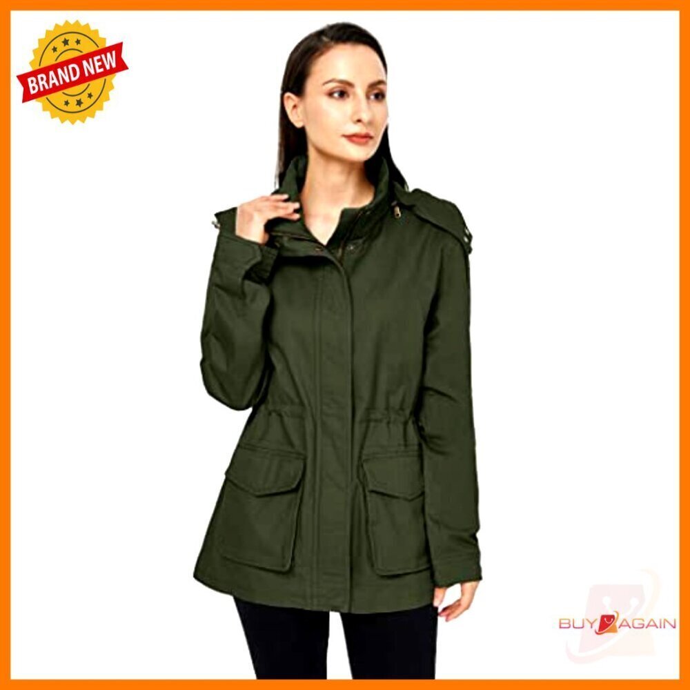 Lightweight Cotton Anorak Jacket Military Style Hooded Casual Chic Oversized Fit - Picture 2 of 7